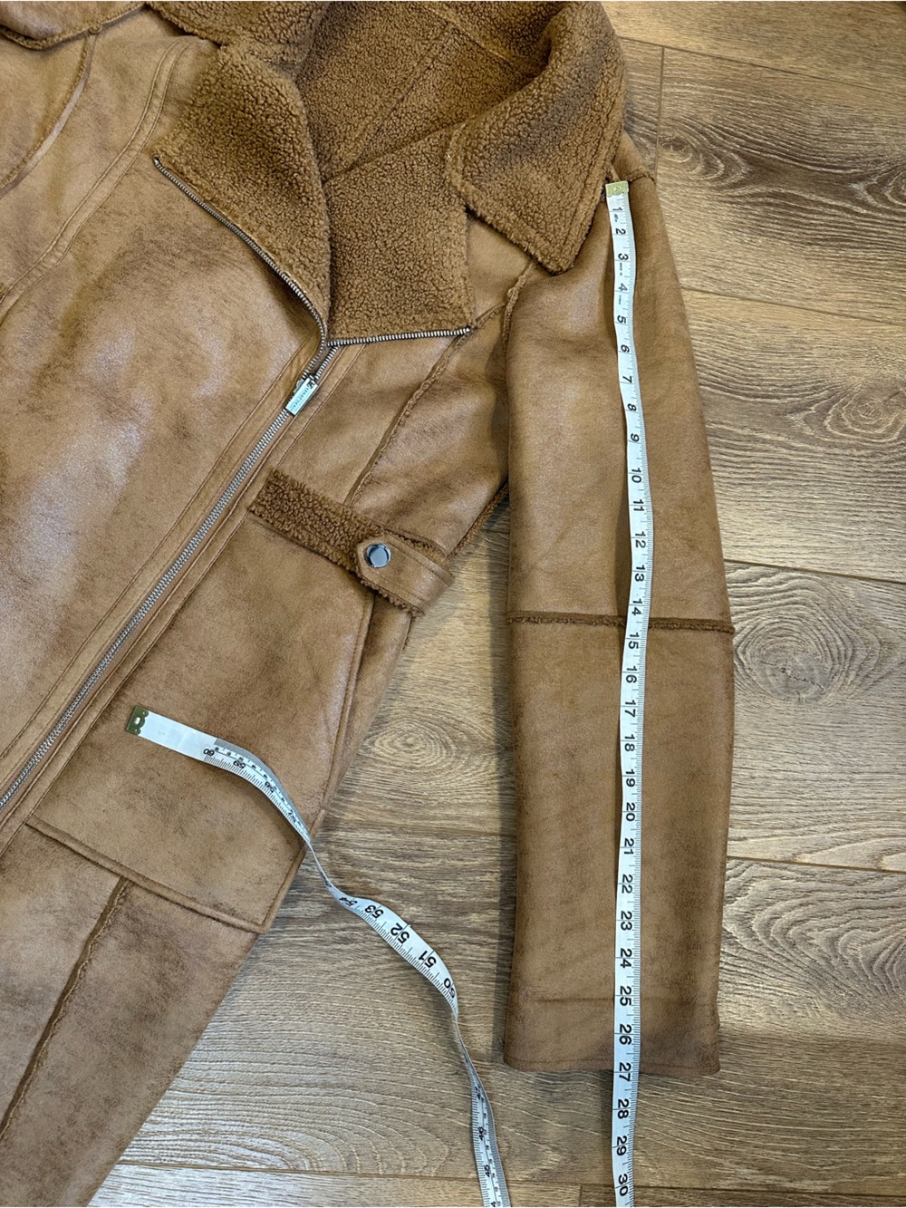 Nikki Jones reversible faux suede/shearling long moto style coat - Picture 9 of 14